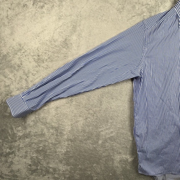 Eton Men's XL Blue Striped Dress Shirt French Cuffs Contemporary Fit LS SEE DESC - Picture 8 of 15